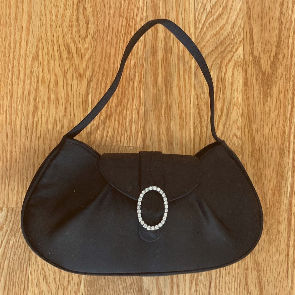 Perfect Evening Dress Black Handbag/Clutch with Diamond Accent